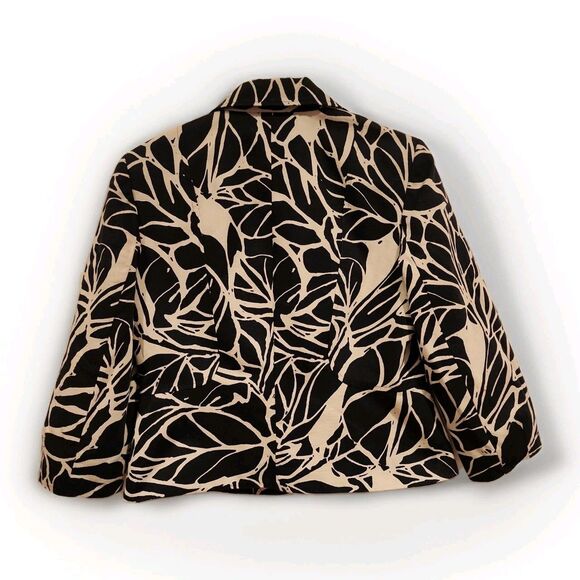 Anne Klein Jacket Blazer Womens Size 8 Black Tan 100% Cotton Career Office Cute - Picture 2 of 11